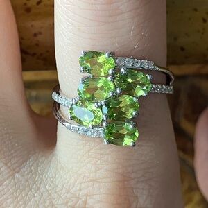 Natural Peridot Sterling Silver Ring Size 9